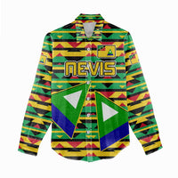 Nevis in Saint Kitts and Nevis Women Casual Shirt Geometric Pattern and Coat of Arms - Wonder Print Shop