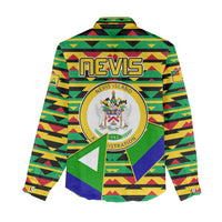 Nevis in Saint Kitts and Nevis Women Casual Shirt Geometric Pattern and Coat of Arms - Wonder Print Shop