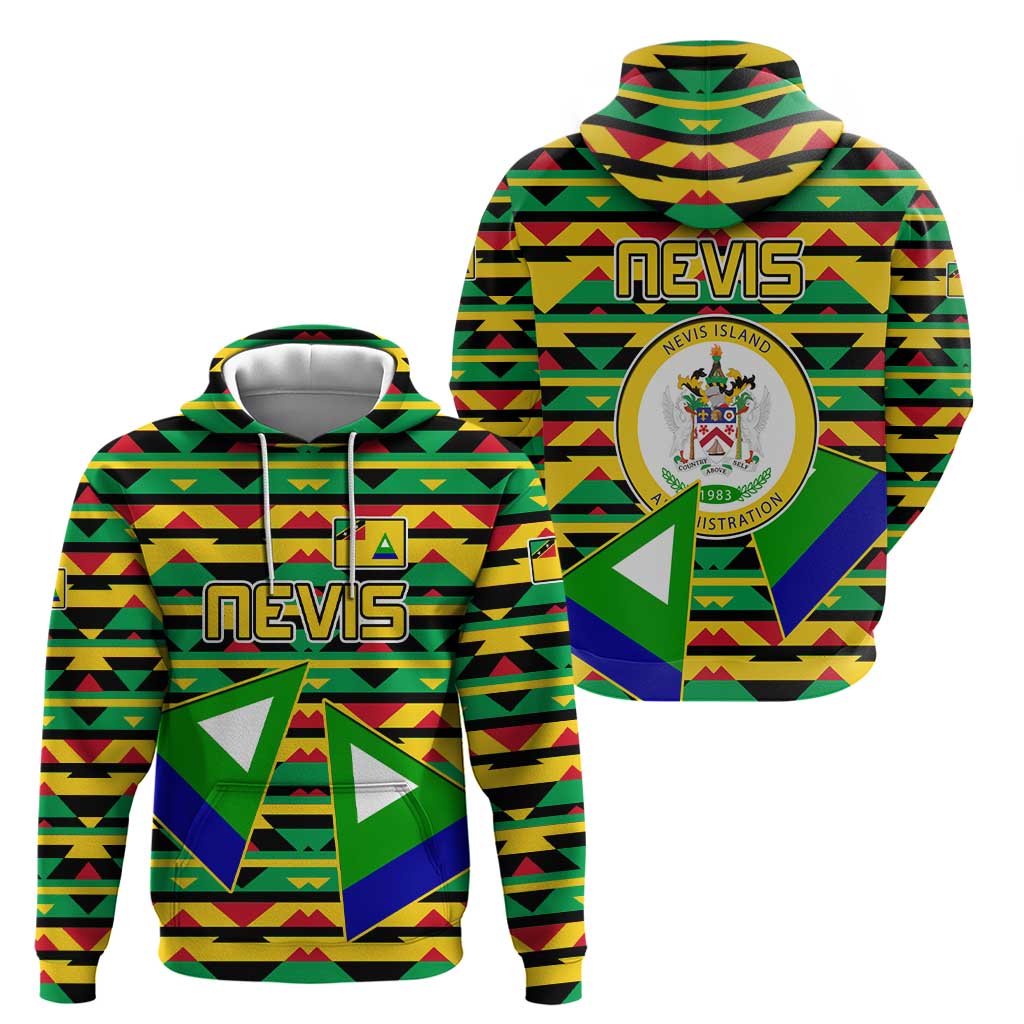 Nevis in Saint Kitts and Nevis Zip Hoodie Geometric Pattern and Coat of Arms - Wonder Print Shop