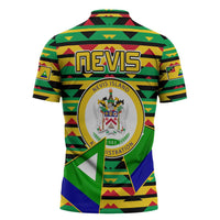 Nevis in Saint Kitts and Nevis Zipper Polo Shirt Geometric Pattern and Coat of Arms - Wonder Print Shop
