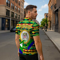 Nevis in Saint Kitts and Nevis Zipper Polo Shirt Geometric Pattern and Coat of Arms - Wonder Print Shop