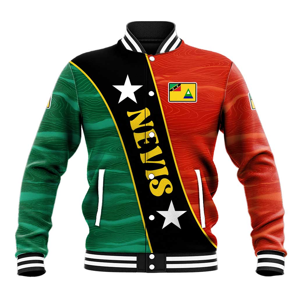 Nevis in Saint Kitts and Nevis Baseball Jacket Star Design and Coat of Arms - Wonder Print Shop