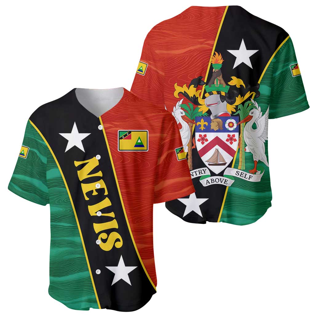 Nevis in Saint Kitts and Nevis Baseball Jersey Star Design and Coat of Arms - Wonder Print Shop