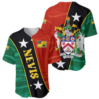 Nevis in Saint Kitts and Nevis Baseball Jersey Star Design and Coat of Arms - Wonder Print Shop