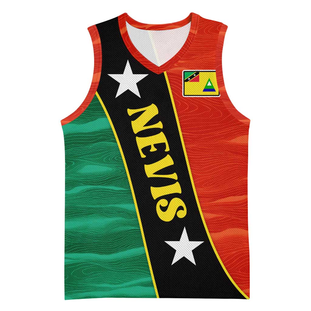 Nevis in Saint Kitts and Nevis Basketball Jersey Star Design and Coat of Arms - Wonder Print Shop