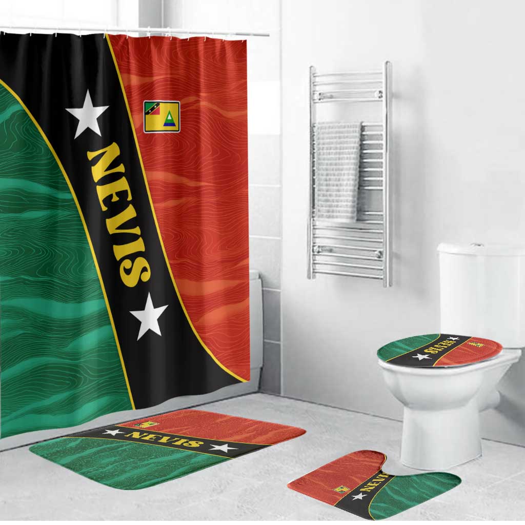Nevis in Saint Kitts and Nevis Bathroom Set Star Design and Coat of Arms - Wonder Print Shop
