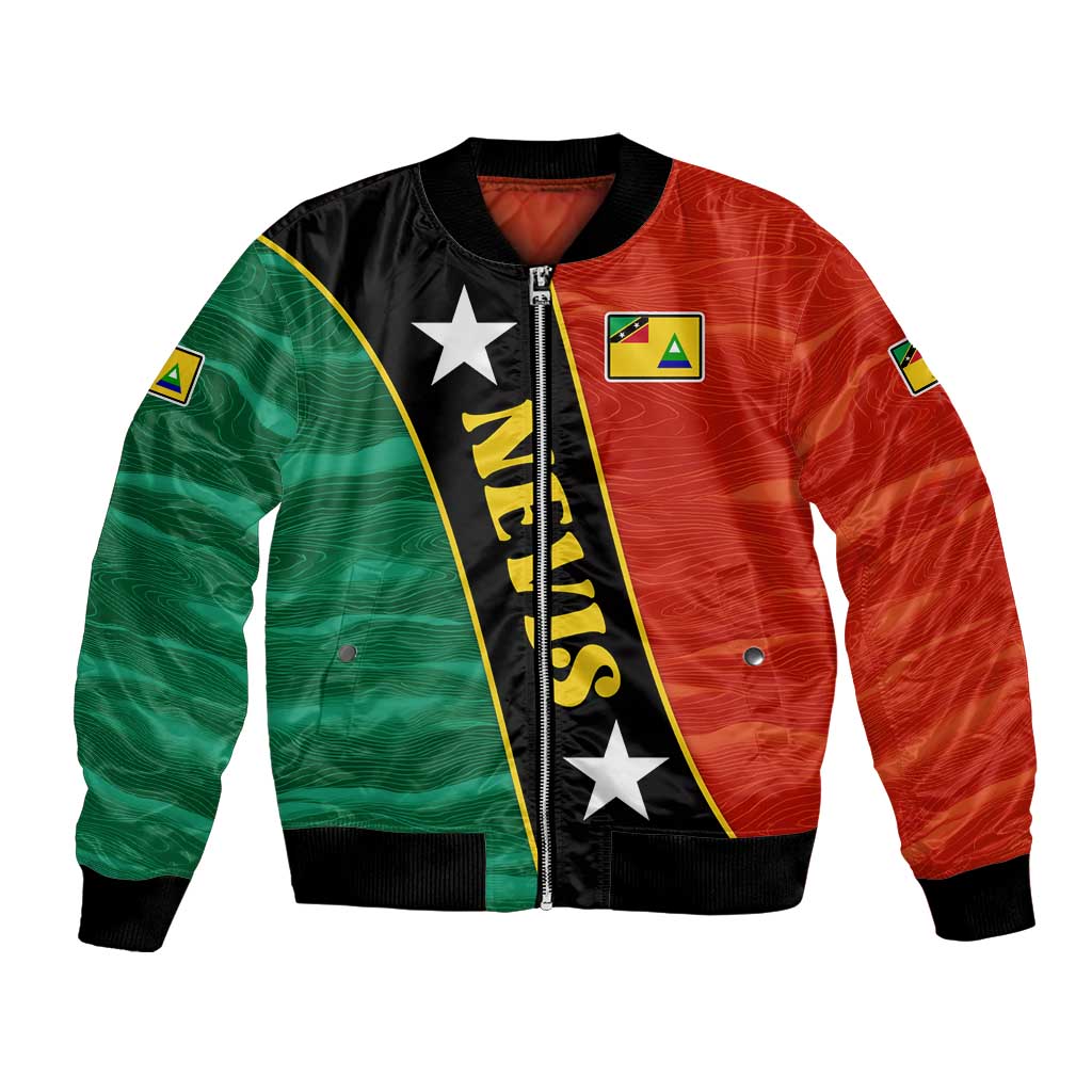 Nevis in Saint Kitts and Nevis Bomber Jacket Star Design and Coat of Arms - Wonder Print Shop