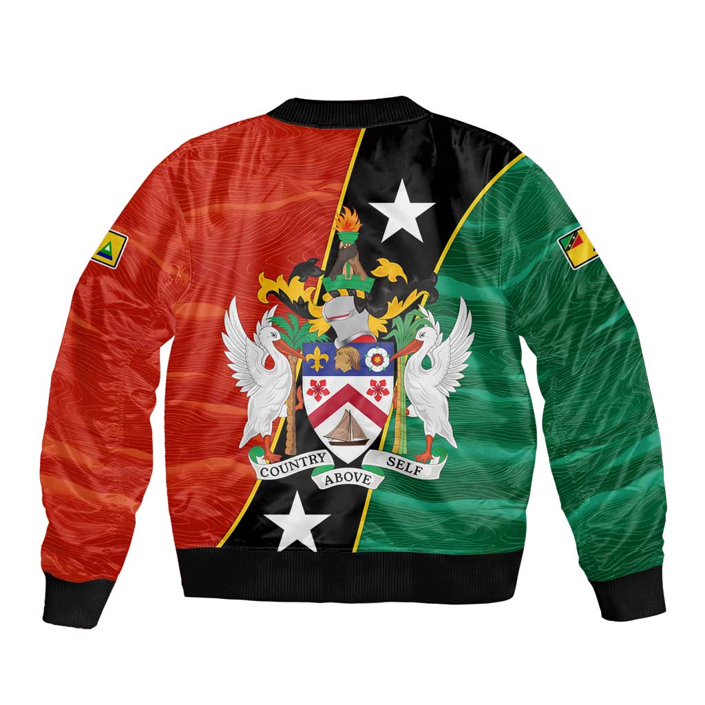 Nevis in Saint Kitts and Nevis Bomber Jacket Star Design and Coat of Arms - Wonder Print Shop