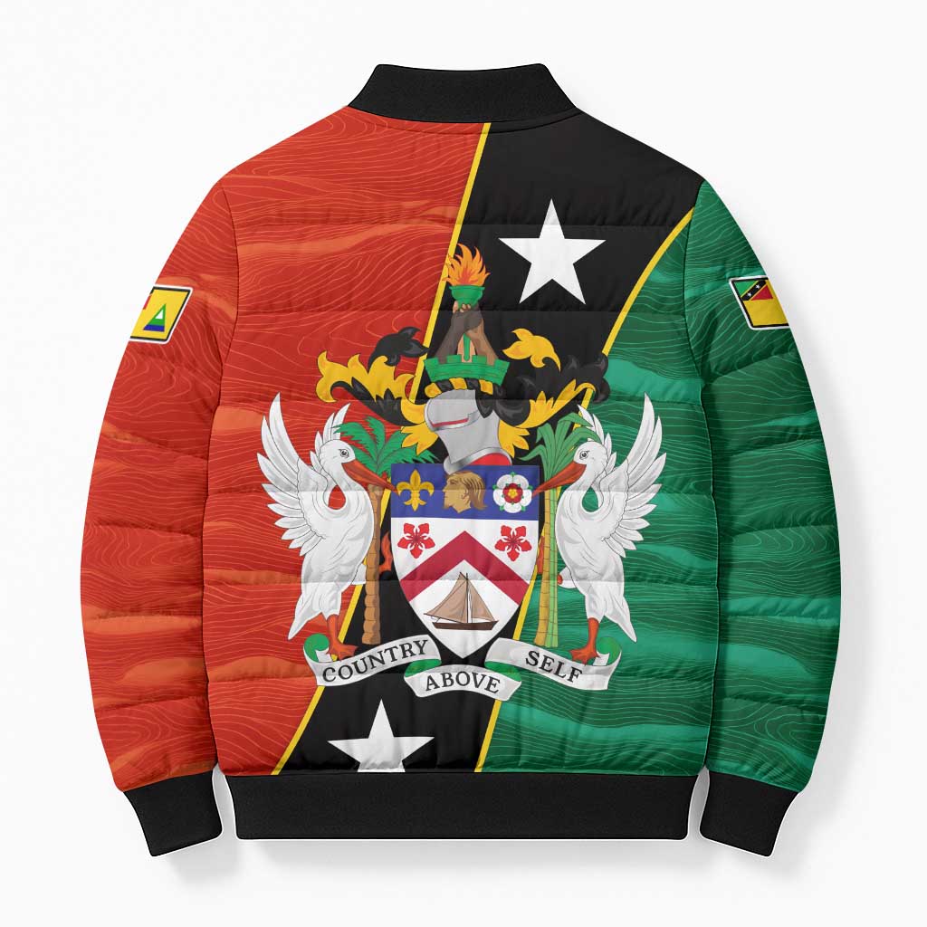 Nevis in Saint Kitts and Nevis Bomber Puffer Jacket Star Design and Coat of Arms - Wonder Print Shop