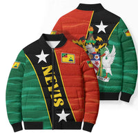Nevis in Saint Kitts and Nevis Bomber Puffer Jacket Star Design and Coat of Arms - Wonder Print Shop