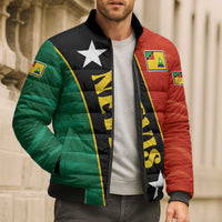 Nevis in Saint Kitts and Nevis Bomber Puffer Jacket Star Design and Coat of Arms - Wonder Print Shop