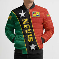 Nevis in Saint Kitts and Nevis Bomber Puffer Jacket Star Design and Coat of Arms - Wonder Print Shop