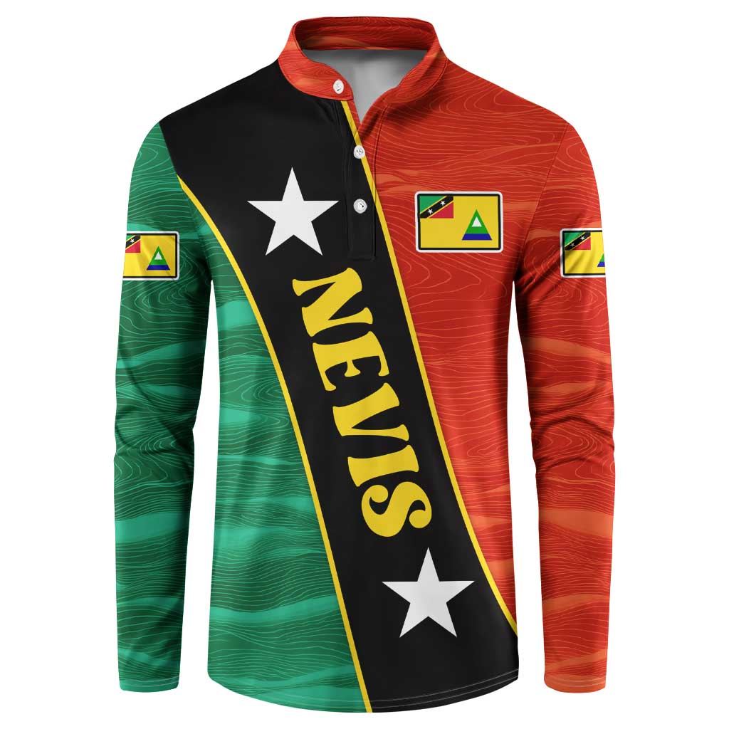 Nevis in Saint Kitts and Nevis Button Sweatshirt Star Design and Coat of Arms - Wonder Print Shop