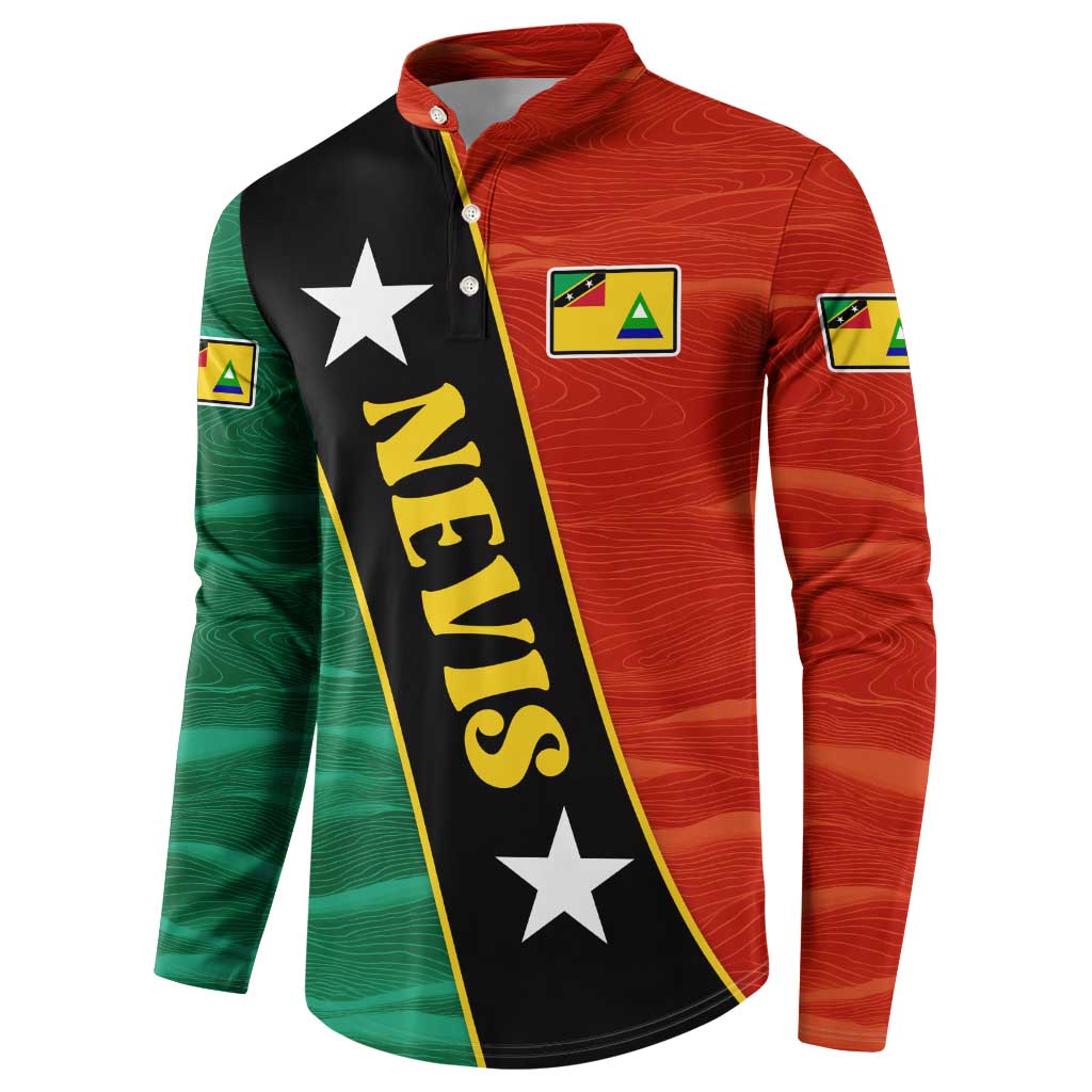 Nevis in Saint Kitts and Nevis Button Sweatshirt Star Design and Coat of Arms - Wonder Print Shop