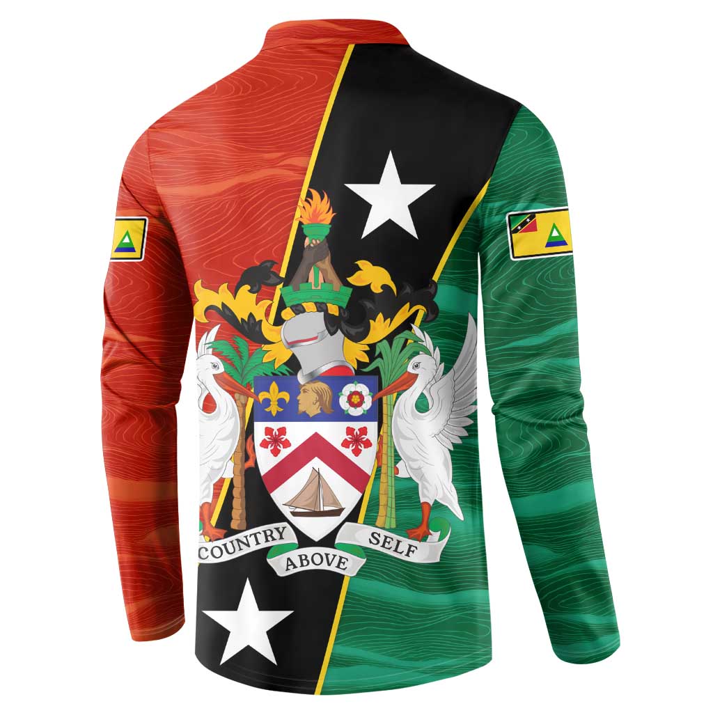 Nevis in Saint Kitts and Nevis Button Sweatshirt Star Design and Coat of Arms - Wonder Print Shop