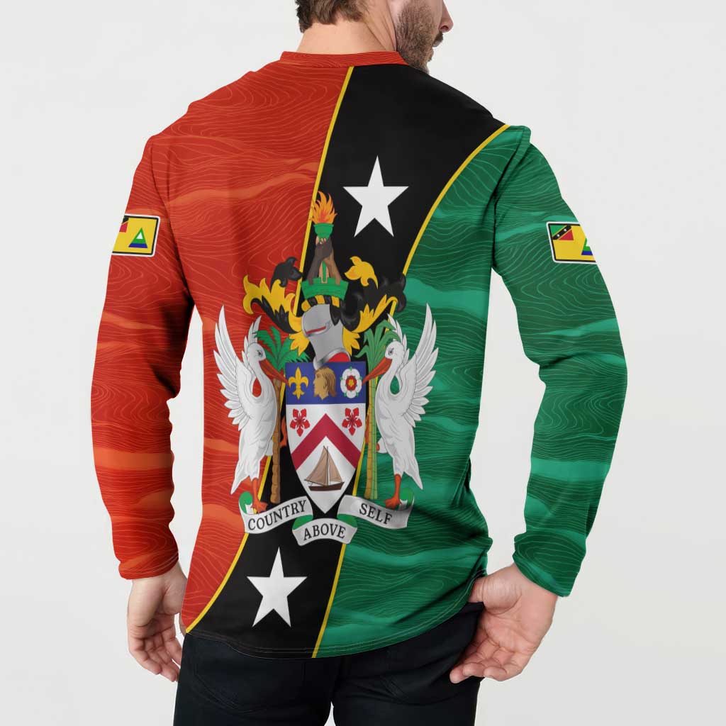 Nevis in Saint Kitts and Nevis Button Sweatshirt Star Design and Coat of Arms - Wonder Print Shop