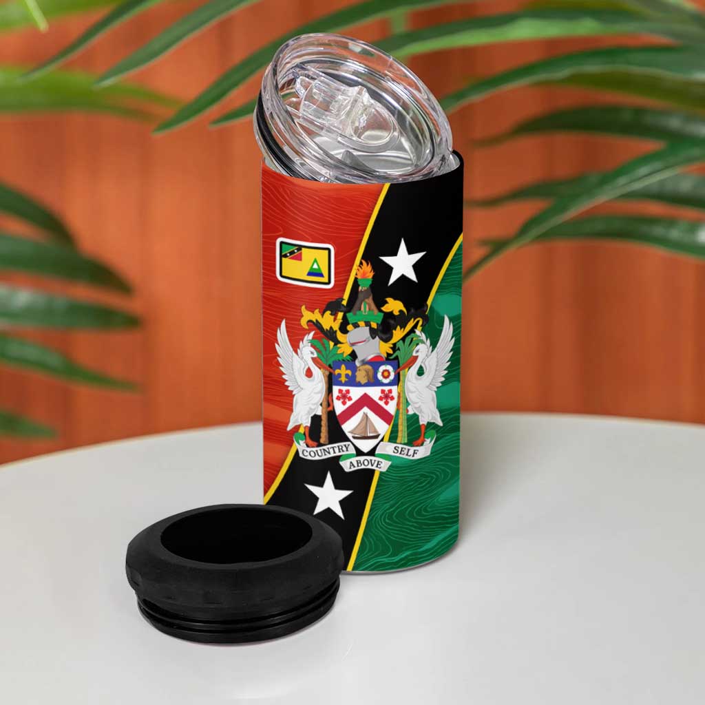 Nevis in Saint Kitts and Nevis 4 in 1 Can Cooler Tumbler Star Design and Coat of Arms - Wonder Print Shop