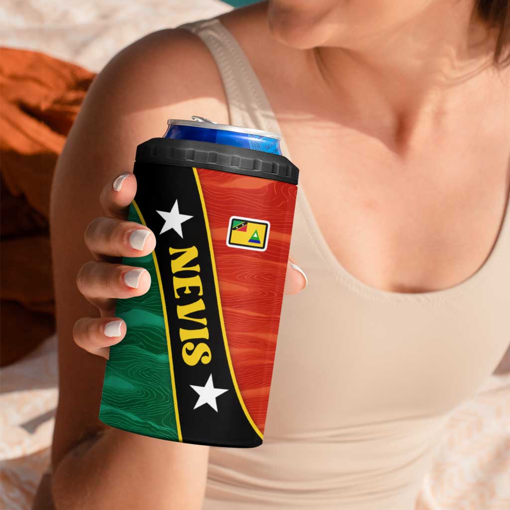 Nevis in Saint Kitts and Nevis 4 in 1 Can Cooler Tumbler Star Design and Coat of Arms - Wonder Print Shop