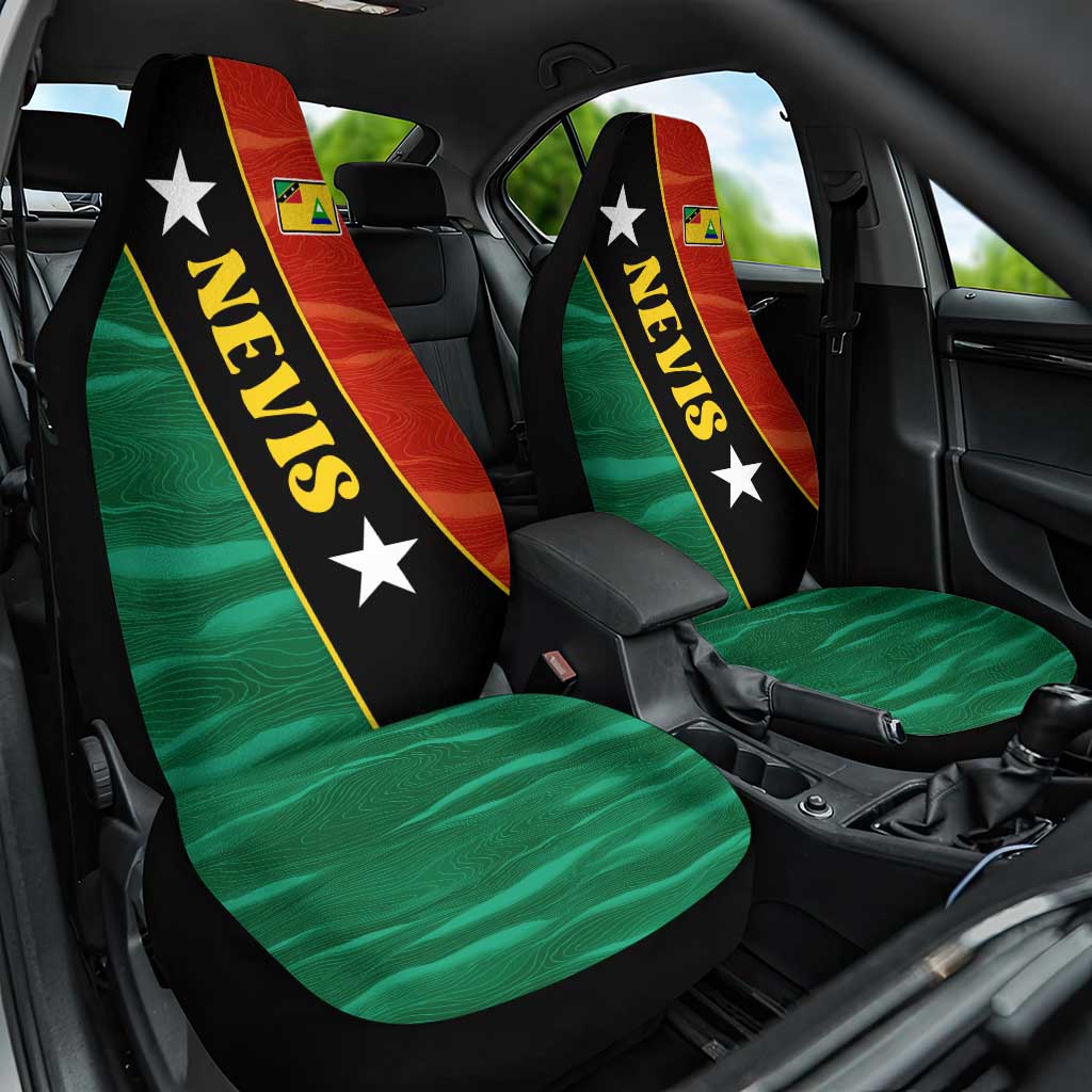 Nevis in Saint Kitts and Nevis Car Seat Cover Star Design and Coat of Arms - Wonder Print Shop