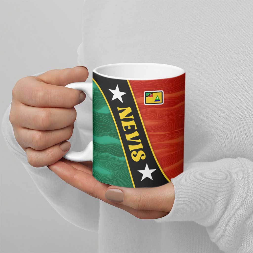 Nevis in Saint Kitts and Nevis Ceramic Mug Star Design and Coat of Arms - Wonder Print Shop