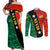 Nevis in Saint Kitts and Nevis Couples Matching Off Shoulder Maxi Dress and Long Sleeve Button Shirt Star Design and Coat of Arms - Wonder Print Shop