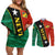 Nevis in Saint Kitts and Nevis Couples Matching Off Shoulder Short Dress and Long Sleeve Button Shirt Star Design and Coat of Arms - Wonder Print Shop
