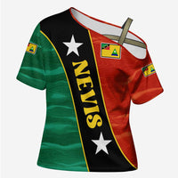 Nevis in Saint Kitts and Nevis Cross Shoulder Shirt Star Design and Coat of Arms - Wonder Print Shop