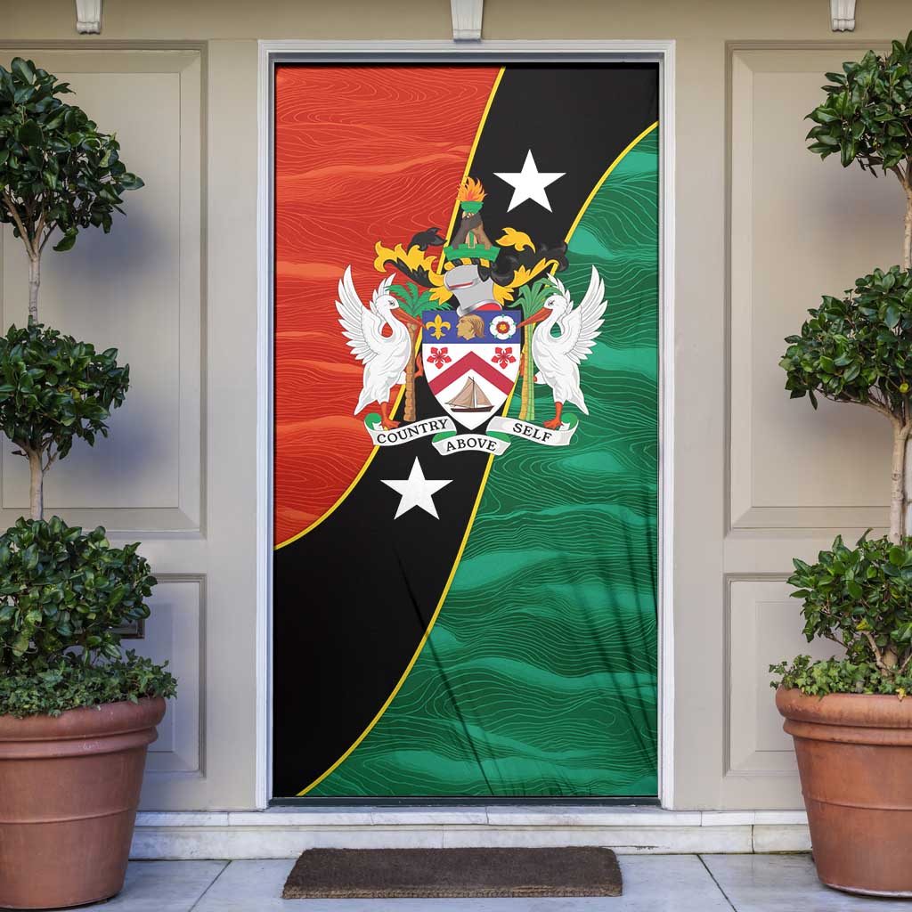 Nevis in Saint Kitts and Nevis Door Cover Star Design and Coat of Arms - Wonder Print Shop