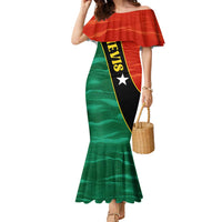 Nevis in Saint Kitts and Nevis Family Matching Mermaid Dress and Hawaiian Shirt Star Design and Coat of Arms - Wonder Print Shop