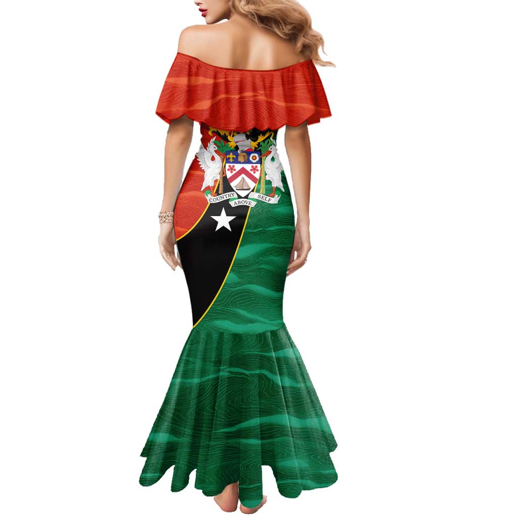 Nevis in Saint Kitts and Nevis Family Matching Mermaid Dress and Hawaiian Shirt Star Design and Coat of Arms - Wonder Print Shop