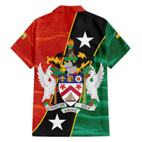 Nevis in Saint Kitts and Nevis Family Matching Off The Shoulder Long Sleeve Dress and Hawaiian Shirt Star Design and Coat of Arms - Wonder Print Shop