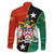 Nevis in Saint Kitts and Nevis Family Matching Off The Shoulder Long Sleeve Dress and Hawaiian Shirt Star Design and Coat of Arms - Wonder Print Shop