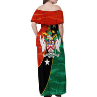Nevis in Saint Kitts and Nevis Family Matching Off Shoulder Maxi Dress and Hawaiian Shirt Star Design and Coat of Arms - Wonder Print Shop