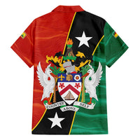 Nevis in Saint Kitts and Nevis Family Matching Off Shoulder Short Dress and Hawaiian Shirt Star Design and Coat of Arms - Wonder Print Shop
