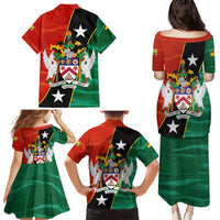 Nevis in Saint Kitts and Nevis Family Matching Puletasi and Hawaiian Shirt Star Design and Coat of Arms - Wonder Print Shop