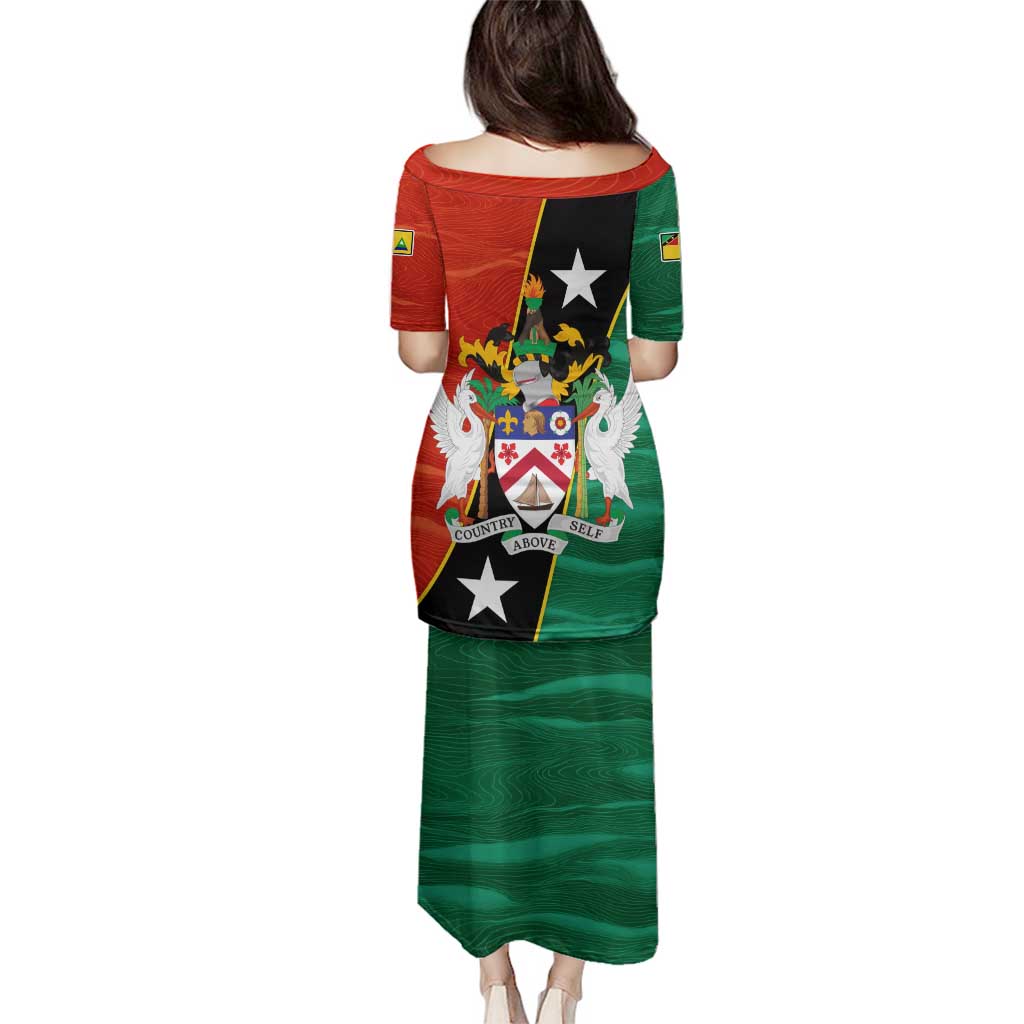 Nevis in Saint Kitts and Nevis Family Matching Puletasi and Hawaiian Shirt Star Design and Coat of Arms - Wonder Print Shop