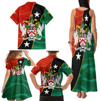 Nevis in Saint Kitts and Nevis Family Matching Tank Maxi Dress and Hawaiian Shirt Star Design and Coat of Arms - Wonder Print Shop