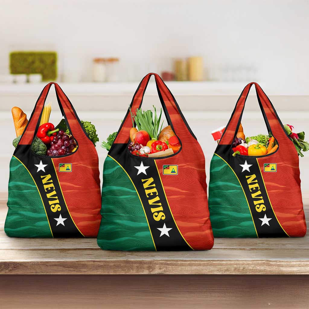 Nevis in Saint Kitts and Nevis Grocery Bag Star Design and Coat of Arms - Wonder Print Shop