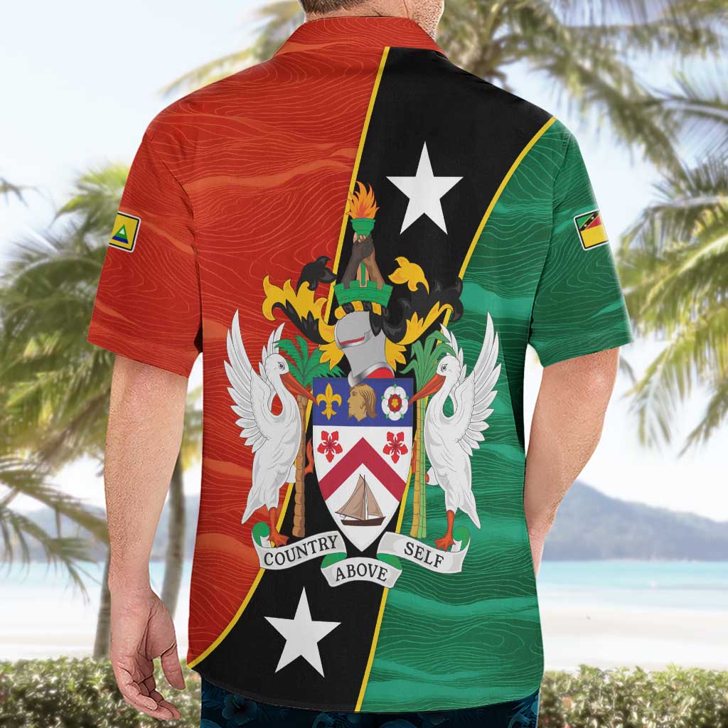 Nevis in Saint Kitts and Nevis Hawaiian Shirt Star Design and Coat of Arms - Wonder Print Shop