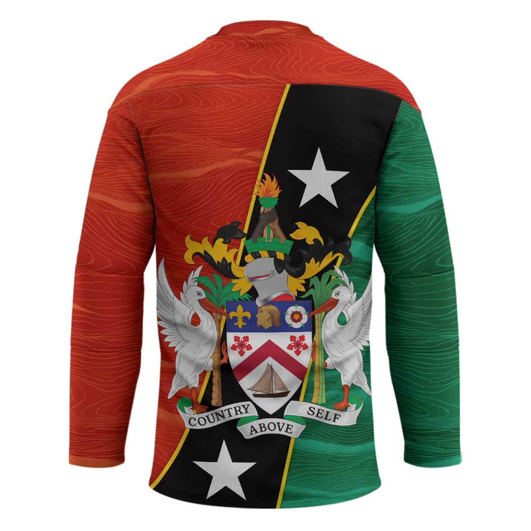Nevis in Saint Kitts and Nevis Hockey Jersey Star Design and Coat of Arms - Wonder Print Shop