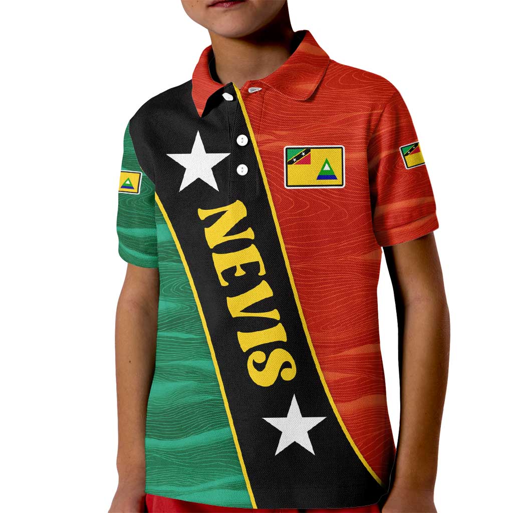 Nevis in Saint Kitts and Nevis Kid Polo Shirt Star Design and Coat of Arms - Wonder Print Shop