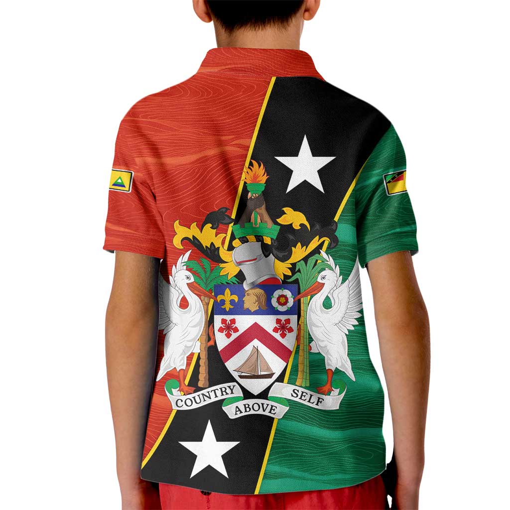 Nevis in Saint Kitts and Nevis Kid Polo Shirt Star Design and Coat of Arms - Wonder Print Shop