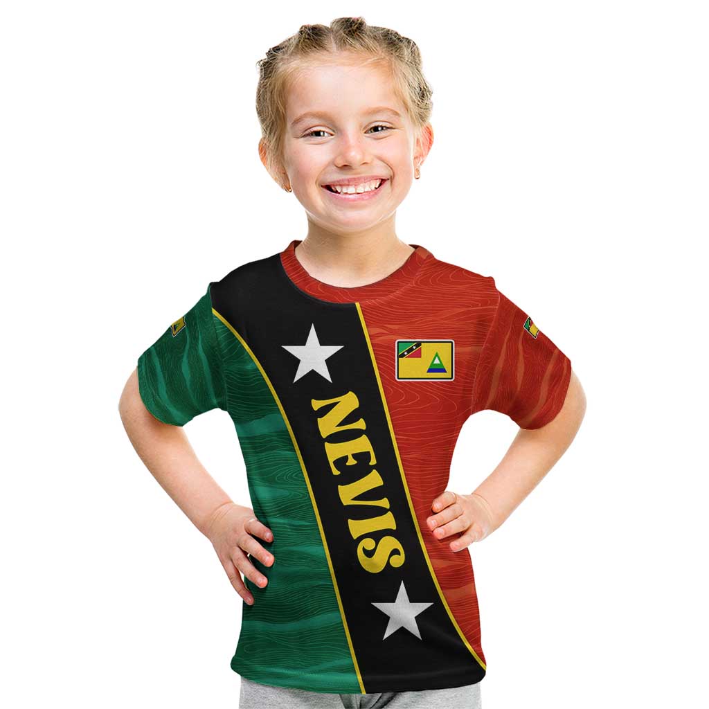 Nevis in Saint Kitts and Nevis Kid T Shirt Star Design and Coat of Arms - Wonder Print Shop