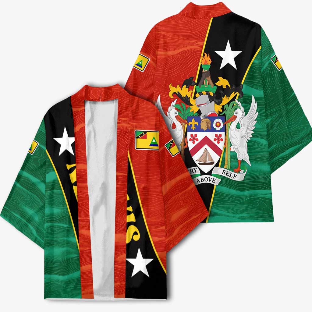 Nevis in Saint Kitts and Nevis Kimono Star Design and Coat of Arms - Wonder Print Shop