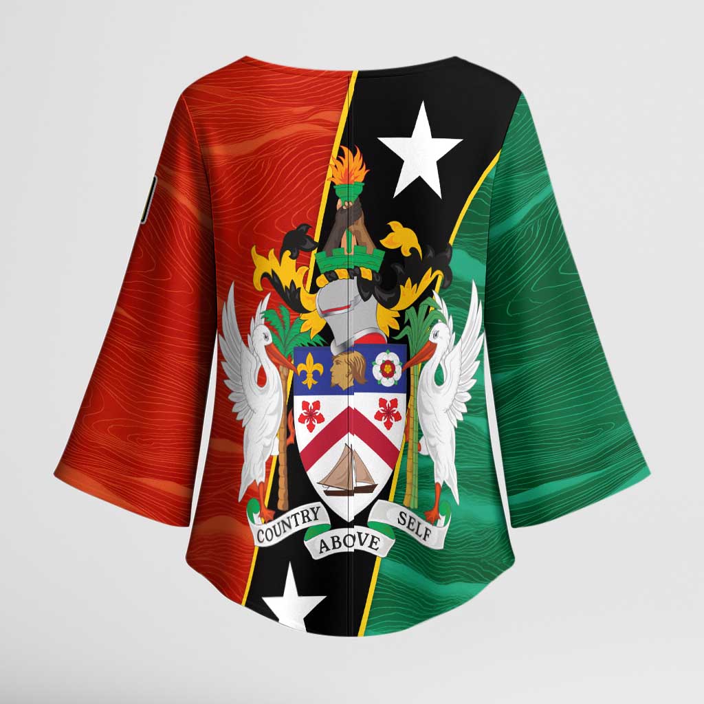 Nevis in Saint Kitts and Nevis Kimono Sleeve Blouse Star Design and Coat of Arms - Wonder Print Shop