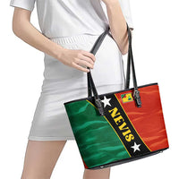 Nevis in Saint Kitts and Nevis Leather Tote Bag Star Design and Coat of Arms - Wonder Print Shop