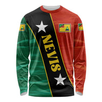 Nevis in Saint Kitts and Nevis Long Sleeve Shirt Star Design and Coat of Arms - Wonder Print Shop
