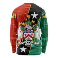 Nevis in Saint Kitts and Nevis Long Sleeve Shirt Star Design and Coat of Arms - Wonder Print Shop