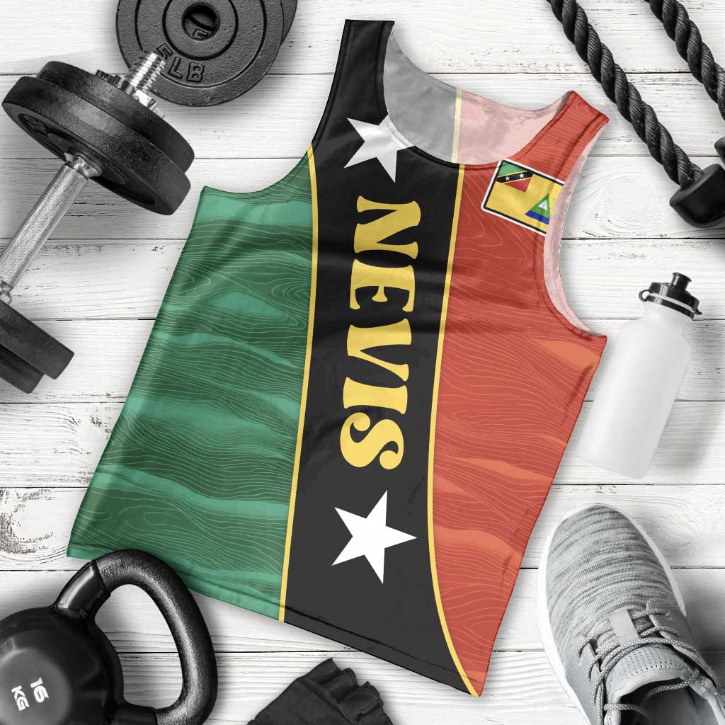 Nevis in Saint Kitts and Nevis Men Tank Top Star Design and Coat of Arms - Wonder Print Shop
