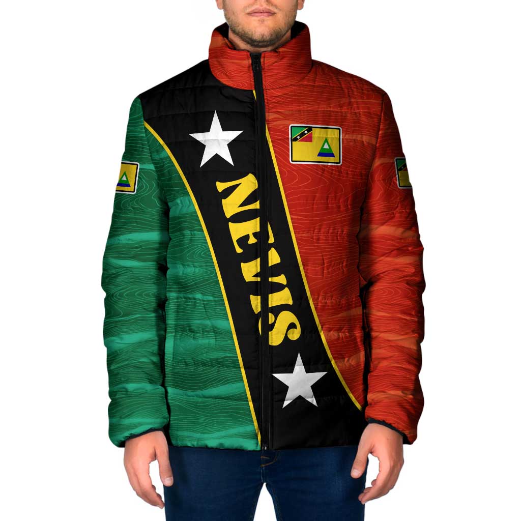 Nevis in Saint Kitts and Nevis Padded Jacket Star Design and Coat of Arms - Wonder Print Shop